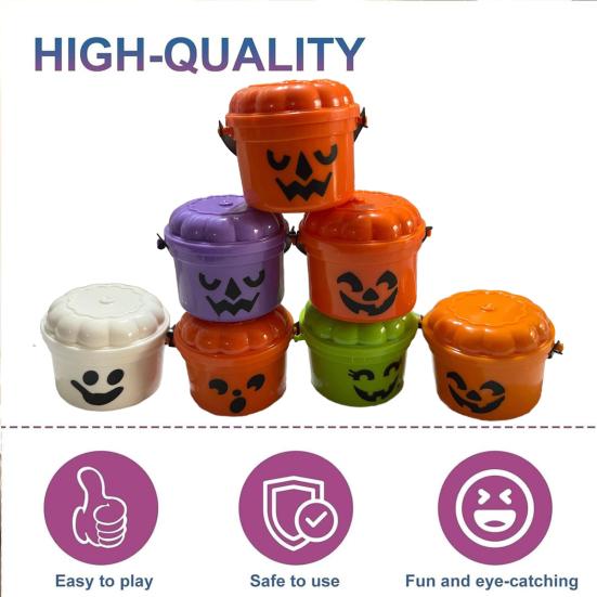 2 Pcs Halloween Boo Buckets Plastic Pumpkin Pails with Handle Portable Small Candy Bowls for Kids Trick or Treat Halloween Party Favors