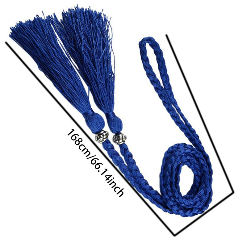 Women's Braided Tassel Waist Belt Bohemian Rope Belt with Tassel Ends Simple All-Match Ethnic Waistband for Dress Jeans Tunic