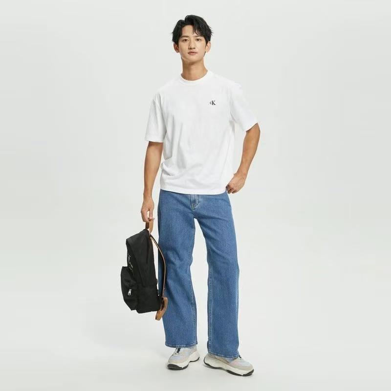 Calvin Klein Casual Comfortable Letter Minimalist Round Neck Short Sleeve T-Shirt Men T-Shirts White 81HM229-540