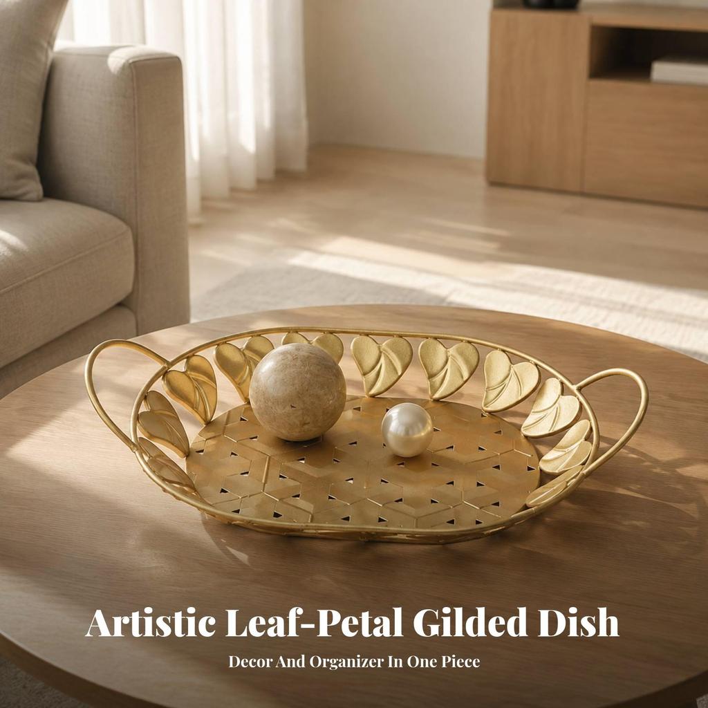 Elegant Decorative Tray with Handles Openwork Serving