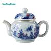 Antique Blue And White Chinese Ruyi Teapot Household Ceramic Ice Crack Glaze Old Clay Single Pot Chinese Style Kung Fu Tea Set
