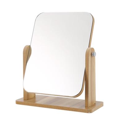 Decoratieve Spiegel HD Klassieke Tafelspiegel Staand Houten Basis 360 Graden Rotatie Stabiel voor Huis Badkamer Slaapkamer