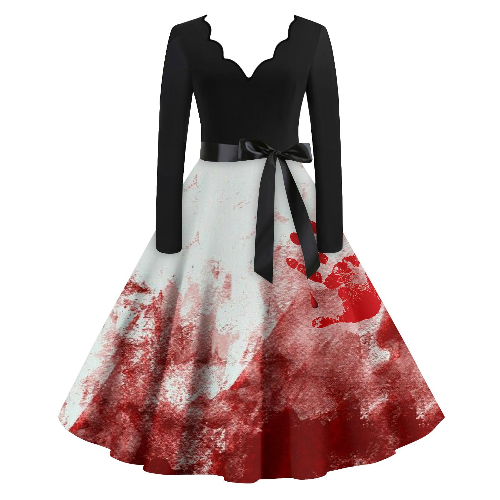 

Женские повседневные модные винтажные длинные платья с длинным рукавом на Хэллоуин и графическим принтом XXXXXL