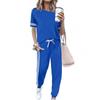Round Neck Short Sleeve Loose Top & Lace-up Jogger Pants Women's Two-Piece Set