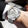 Fashion Men Watch Luminous Waterproof Chronograph Date Man Wristwatch Big Dial Stainless Steel Quartz Analog Watches Reloj