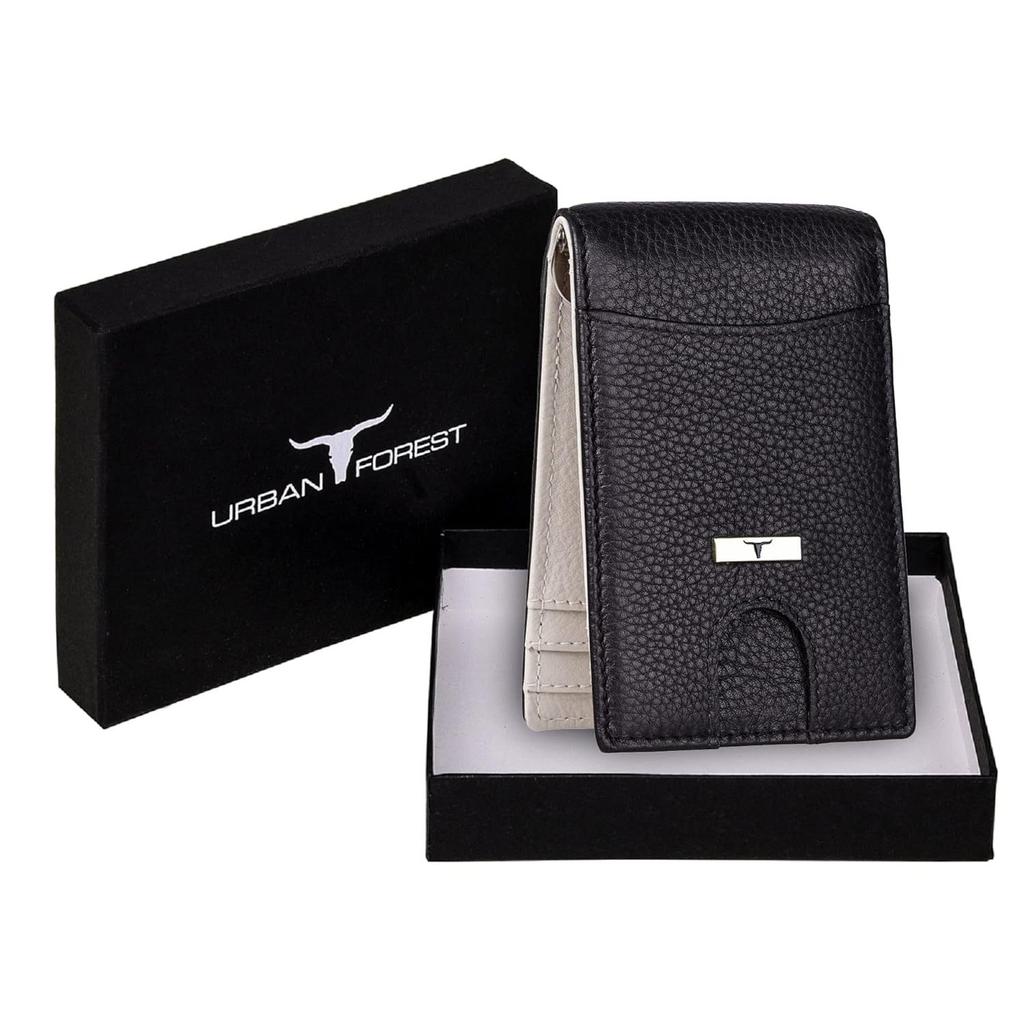 Eddy Schwarz/Sand Geldscheinklammer Lederbrieftasche für Herren