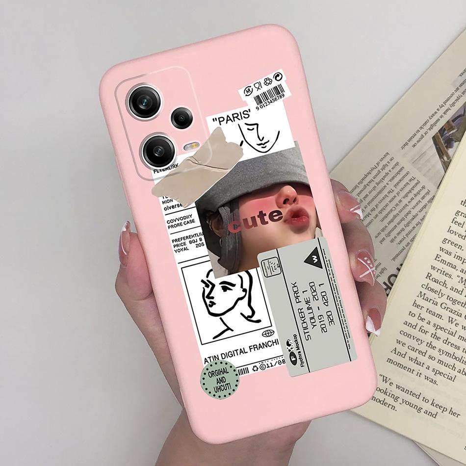 For Xiaomi Redmi Note 12 Pro+ Plus 5G Phone Case Love Heart Girl Silicone Matte Shockproof Cover For Redmi 12Pro + Funda Bumper