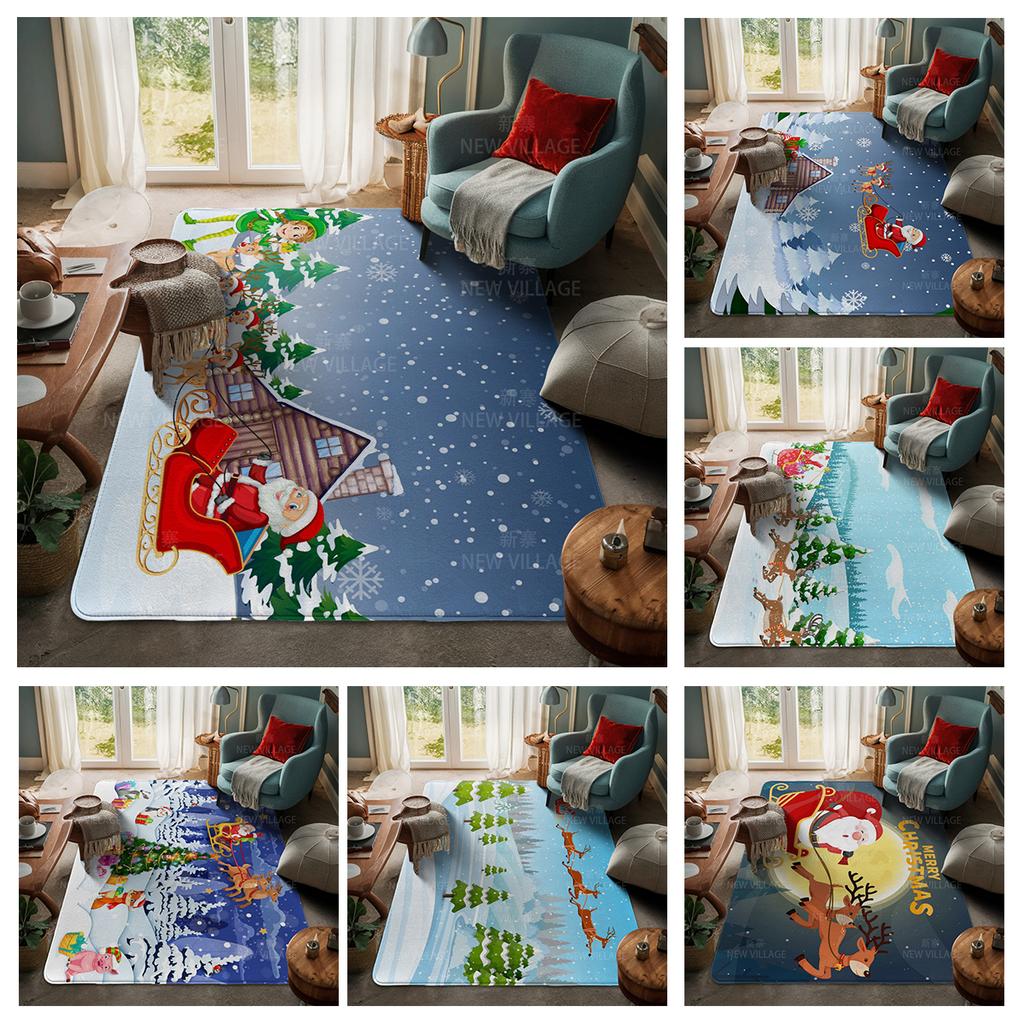 House Entrance Carpet Home Door Mat Living Room Bath Foot Bathroom Non-slip Water Absorption Rugs Bath Merry Christmas Winter