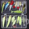 Lure Spinner & Soft Bait Thunder Frog Minnow Hook Combo Set In Box