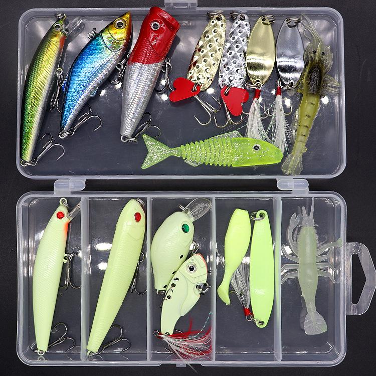Lure Spinner & Soft Bait Thunder Frog Minnow Hook Combo Set In Box