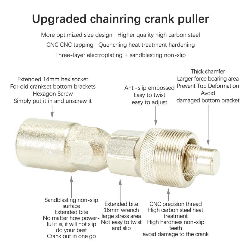 Practic Mtb Biciclete Biciclete Manivelă Roată Extractor Suport inferior Ciclism Crankset Pedal Remover Instrument de reparare Argintiu