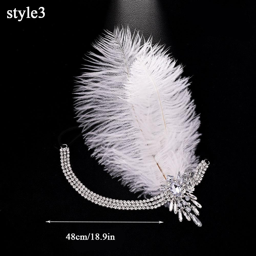 Vintage Exquisite Feather Headband Elegant Women Accessories Performance Show Crystal Sequin Masquerade Hair Band Rhinestone New