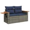 6 Piece Garden Sofa Set with Cushions Gray Poly Rattan