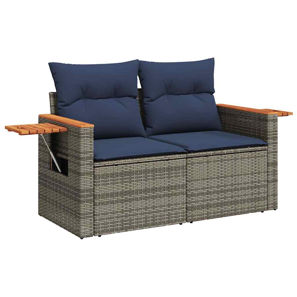 6 Piece Garden Sofa Set with Cushions Gray Poly Rattan