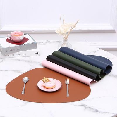 מפיות שולחן 40x30 ס"מ 6 יחידות אליפטיות עור PU עגולות רב-תכליתיות