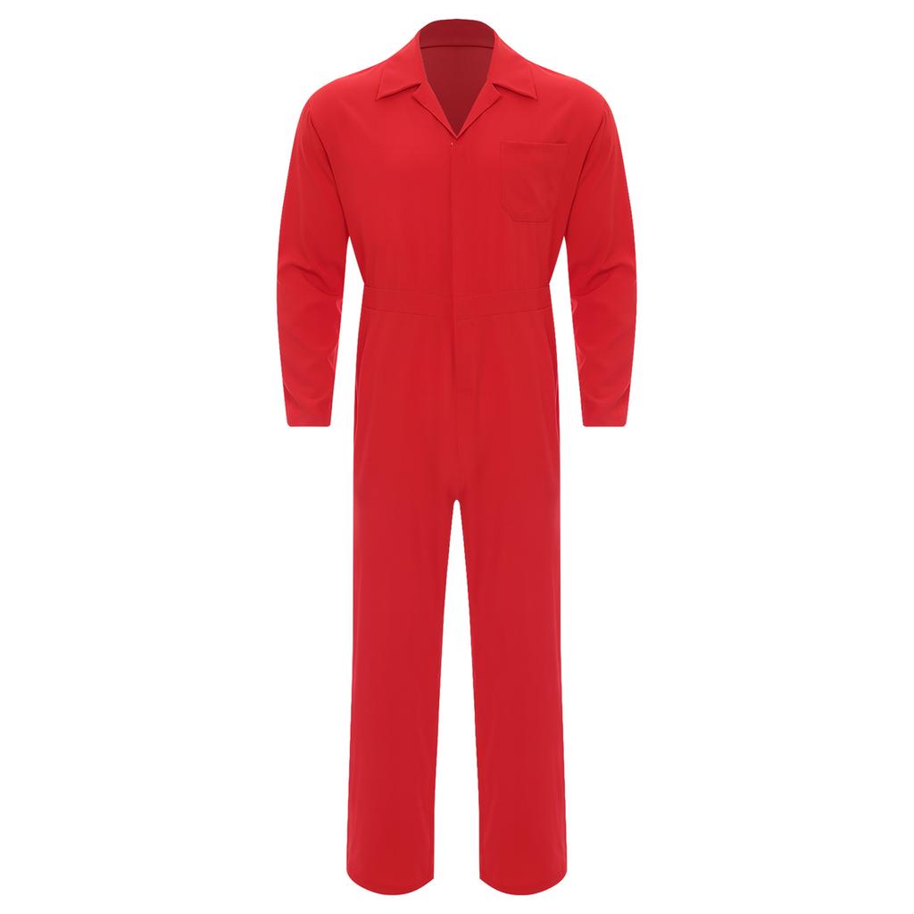 Utility Coverall for Men S-3XL: Easy Wear Front Zipper Jumpsuit, Long Sleeve with Classic Turn-Down Collar, Minimalist Design