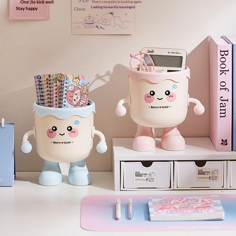DIY Cartoon Stifthalter Kunststoff Aufbewahrungshalter Für Büro Schreibtischaufbewahrung Abfalleimer Make-up-Pinsel-Aufbewahrung