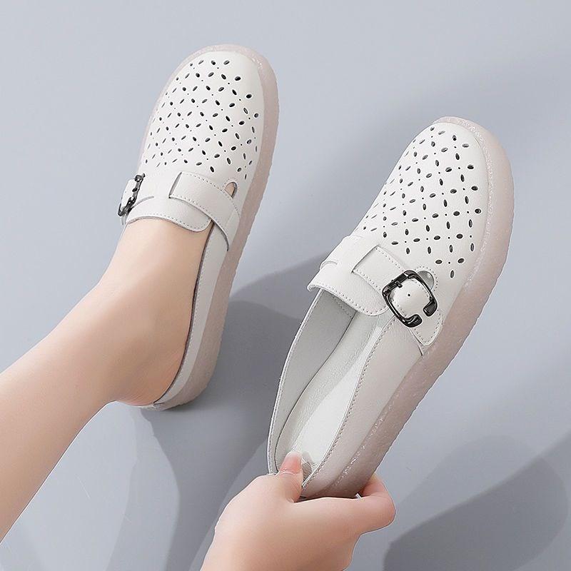 Baotou half slippers women's outer wear 2025 summer one-pedal comfortable hundred soft soles with hollow non-slip nurse cool slippers