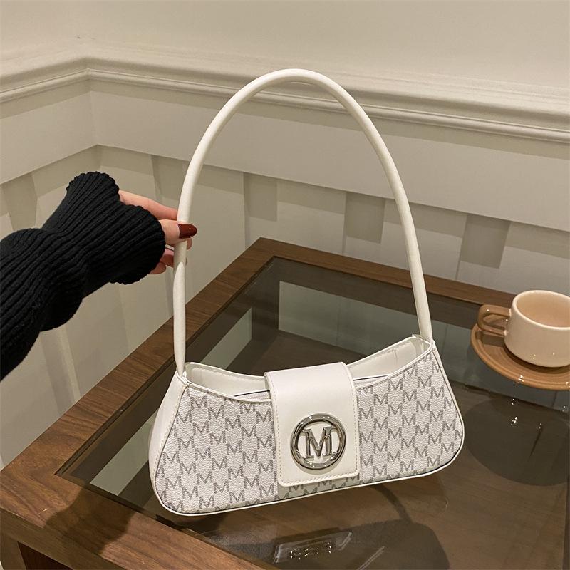 2025 Women's Light Luxury Retro Underarm Shoulder Bag - Trendy, Casual, Letter Print