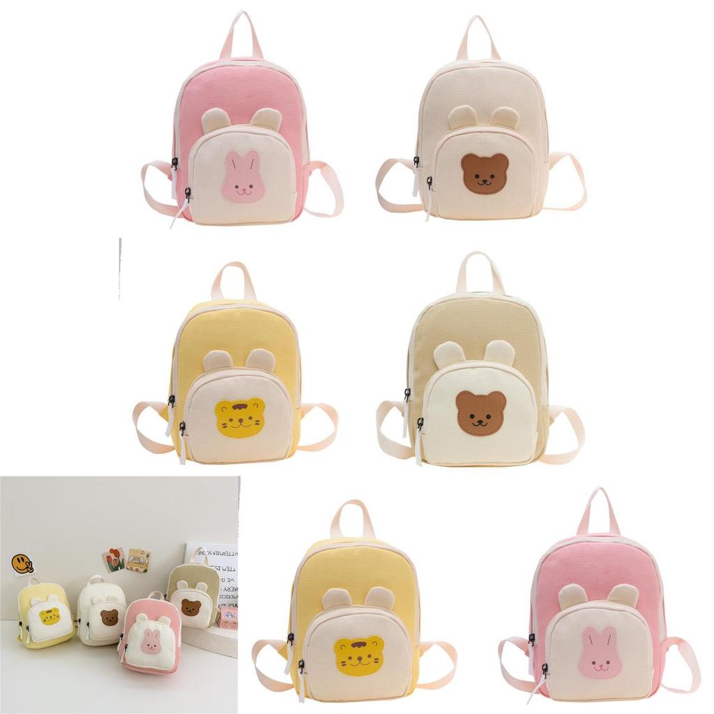 Kids Cartoon Canvas Backpack With Breathable Material For Kindergarten Boys And Girls