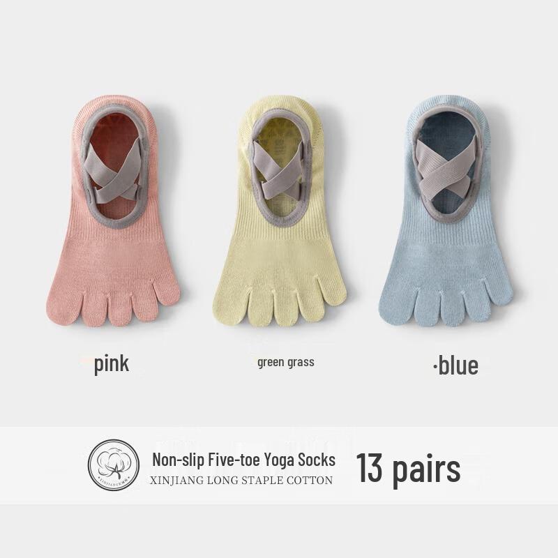 HANDUNYOU 3-Pack Anti-Slip Five-Toe Yoga & Pilates Socks