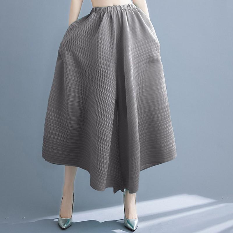 Plus size Vintage høy midje Uformell løs sommer bukser med brede ben for kvinner