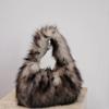 Leopard Plush Women's Hobos Underarm Bag Y2K Hot Girls Furry Clutch Shoulder Bags Luxury Faux Fur Female Fluffy Small Handbags