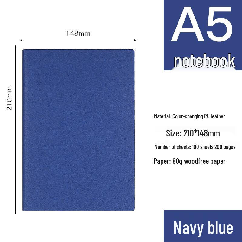 Custom Logo A5 Soft Leather Hardcover Notebook for Business Meetings