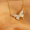 Sparkling Butterfly Pendant for Women's Fashion and Exquisite Stainless Steel Gold Plated Necklace for Women's Jewelry Gifts