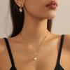 Fashion Vintage Pearl Flower Geometric Irregular Necklace Earring Set Personality Jewelry