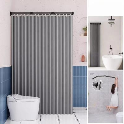 Non c'è bisogno di forare Barra per tenda da doccia pieghevole per bagno e WC Separazione asciutto-umido Doccia impermeabile a forma di C