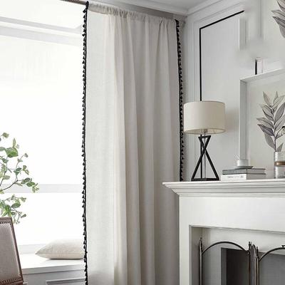 Jing Ga Rideau à Poches pour Tringle Coton Lin Couleur Unie