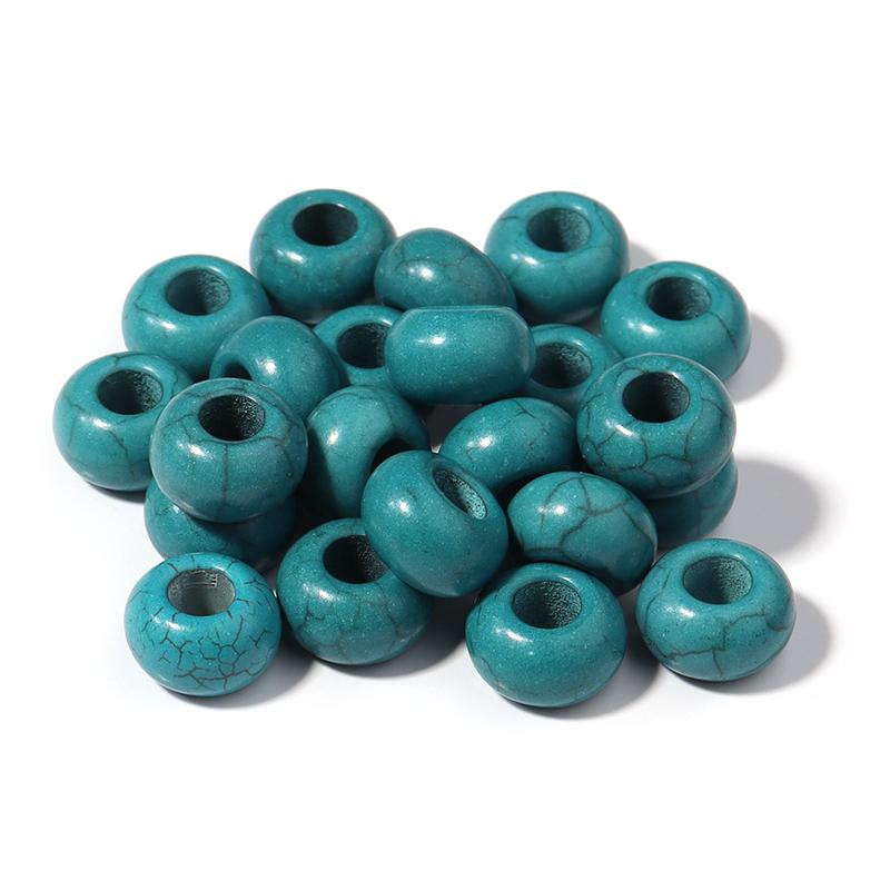 

10pcs Turquoise Natural Stone Beads for Jewelry Making Big Hole Beads Oblate Loose Spacer Beads DIY Necklaces Earrings Bracelets темно-синий