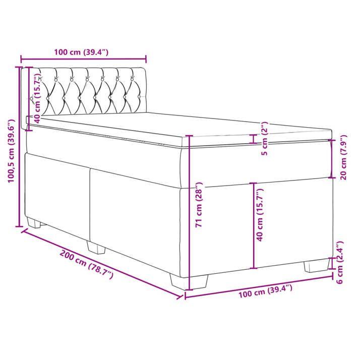 VidaXL Sommier à lattes de lit avec matelas Marron foncé 100x200 cm 3288109