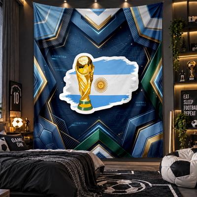 Wall Hanging Tapestry Argentina Football Print Cloth for Living Room Bedroom Home Decor