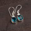 Blue Apatite Gemstone 925 Stamped Silver Jewelry Handmade Earrings 1.30" For Her EE-6-12