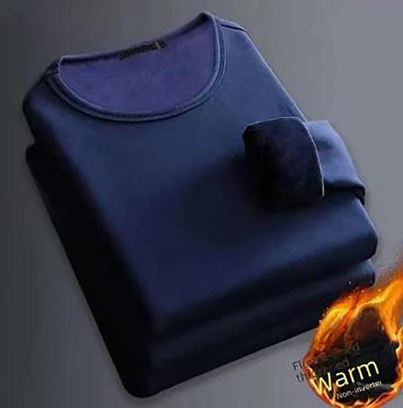 Lenjerie termică de iarnă pentru bărbați, fleece, îngroșată, caldă, cămașă de bază cu decolteu în V, mărime mare