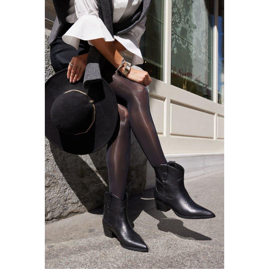 Women's Genuine  Leather Low Heel Pointed Toe Casual Boots