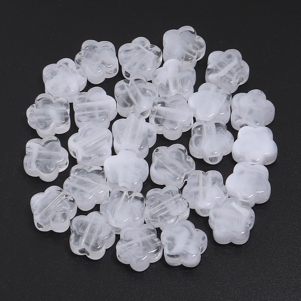 30pcs/lot Flower Shape Acrylic Beads Dual Color Big Hole Loose Spacer Beads For Jewelry Making DIY Fashion Bracelet Phone Chains