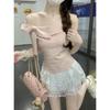Korean Style Women's Ruffle Off-Shoulder Bow Cotton Top
