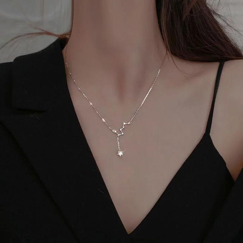 Women Beidou Seven Star Necklace With Light Luxury Unique Design Japanese And Korean Fresh Tassel Collar Chain Fashion Jewelry