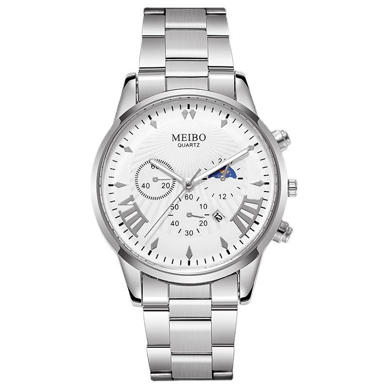 Fashion Business Three-Eye Watch Steel Belt Versatile Leisure Outdoor Hand Watch Quartz Watch