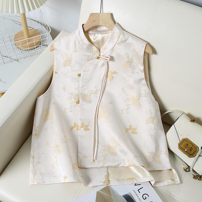 

2026 Women s Chinese Jacquard Vest: High-End Sleeveless Top with National Style and Elegant Shawl 4XL 140-155 lbs