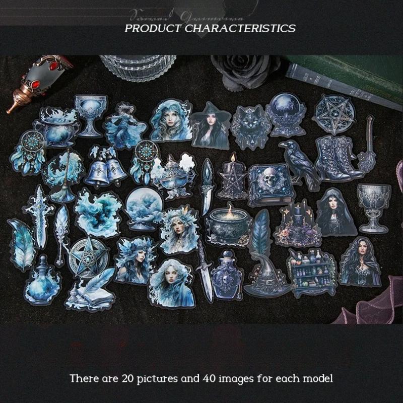 40 Sheets/pack Magic Witch Themed Stickers Creative Collage Decoration Scrapbook Photo Frame Gift Material Stickers