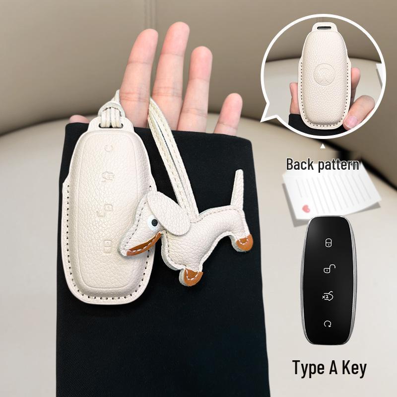 French Style Leather Key Case for BYD D9/N7/N8 - Full Coverage Remote Control Protective Shell