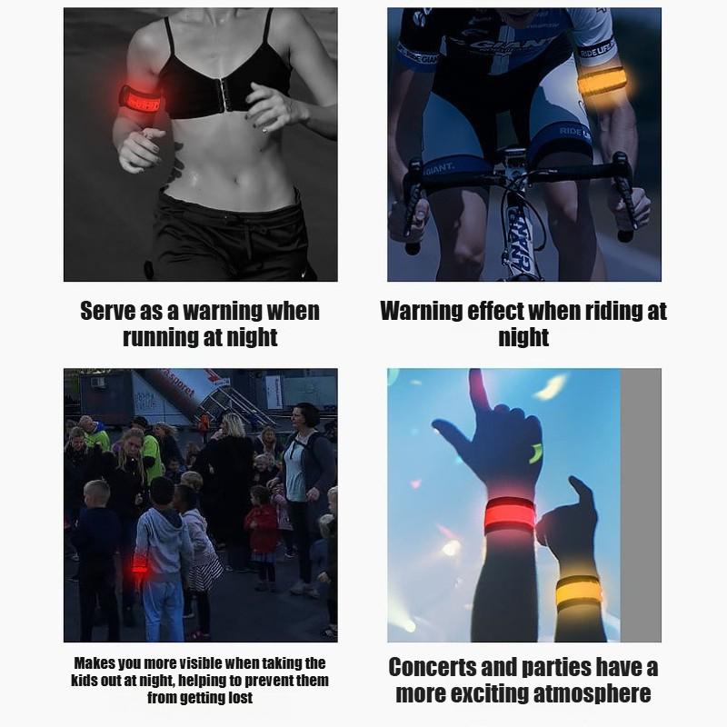 Night Running Armband Cycling Warning Wristband Outdoor Sports Safety Arm Belt Leg Safety Armband Rechargeable LED Light Band