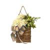 Frühlings-Wildblumen-Türhängekorb-Kranz mit Frühlings-Willkommensschild für den Ostertag