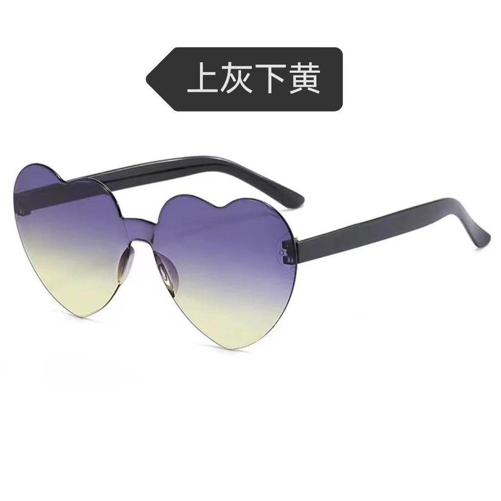 Peach Heart Sunglasses Love Glasses Trend Frameless One-Piece Marine Film Dazzling Color Sunglasses