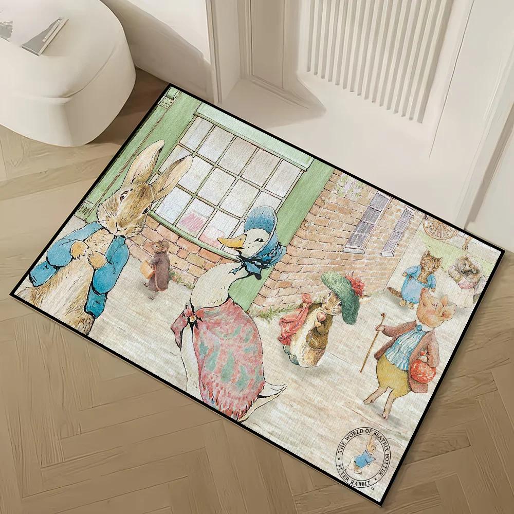 Cartoon P-Peter R-Rabbit Door Mat Welcome Non-slip Floor Mat Bedroom Kitchen Bath Balcony Hallway Rugs Home Decoration Carpet