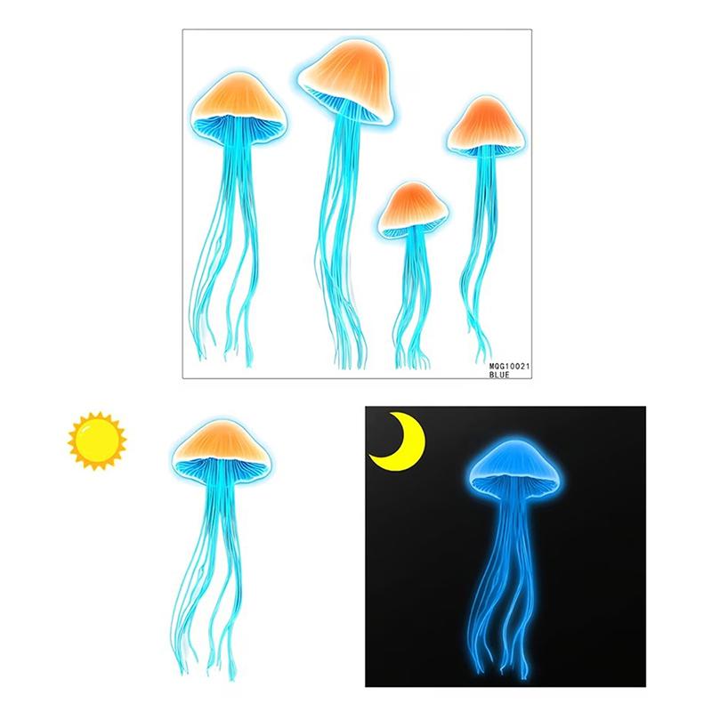Autocollants Muraux Méduse Luminescents Autocollant Toilettes Décoration Murale Salle de Bain Auto-Adhésif Amovible Autocollant Voiture Décoration Intérieure